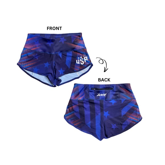 ZOOT Women's Ltd 3" Running Shorts - Limited Edition, Red White Blue, USA - XS - Picture 1 of 15